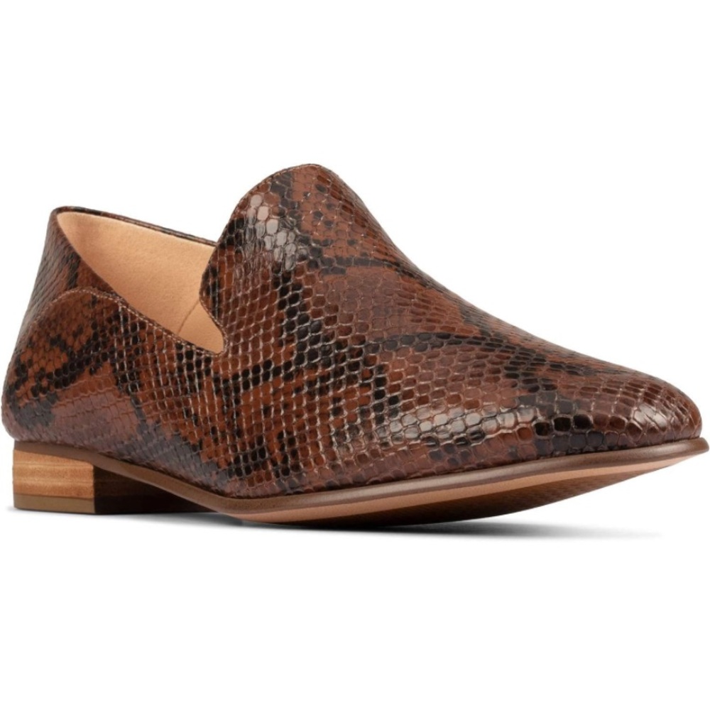 Clark’s leather snake print loafers moccasins